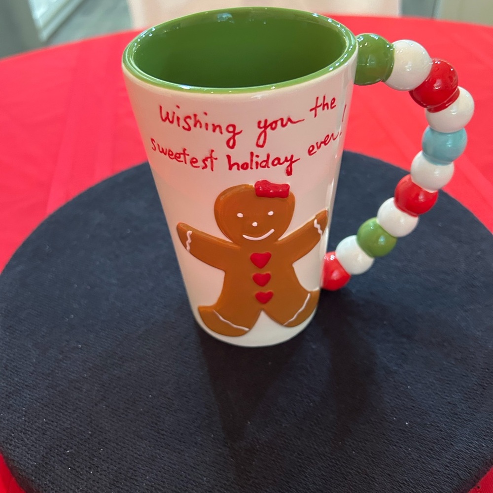 Gingerbread Holiday Mug with Beaded Handle